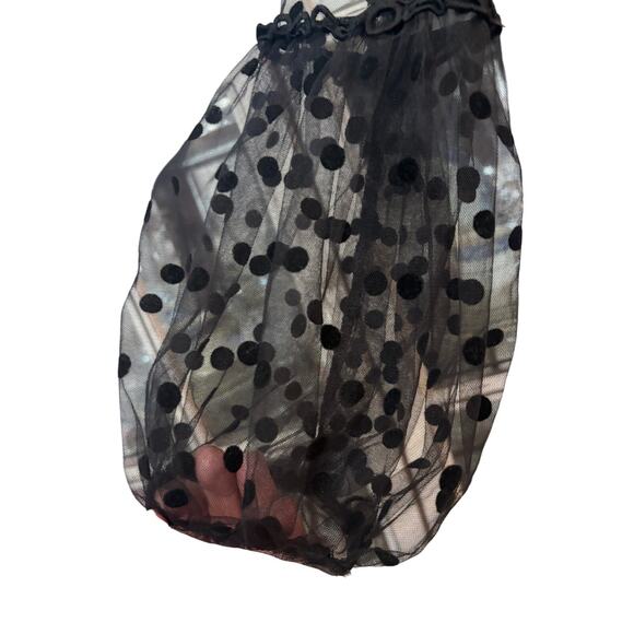 Touch Me Brand Black Sheer Lace Mesh Top Women's M-Swiss Dot Romantic whimsygoth - Picture 5 of 10